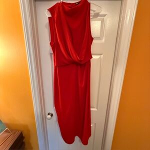 ZARA Red Sleeveless Draped Dress – Size Large